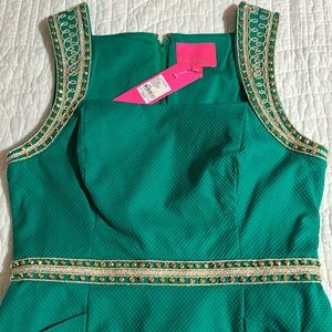 Lilly Pulitzer Emerald Green Embellished Sleeveless Dress